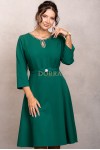 Rochie Monicca verde cu strass-uri la decolteu si curea